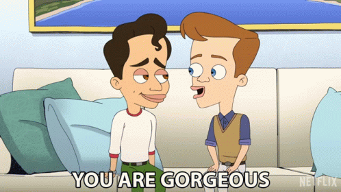 Animated character complimenting another