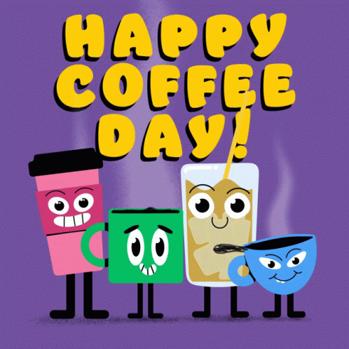 Happy Coffee Day Cups GIF