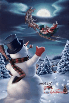 santa waving st snowman