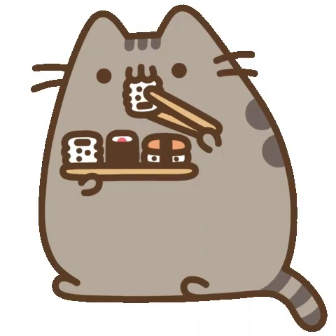 pusheen with sushi