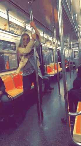 Image result for pole dancer subway gif