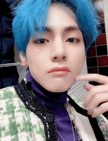 Jungkook Bts V Blue Hair