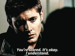 You re scared. Супернатурал гифки. Supernatural Dean scared. Dean Winchester scared gif.