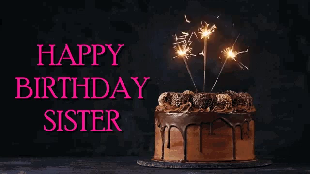 Happy Birthday Sister Birthday Cake Gif Happybirthdaysister Birthdaycake Sparkler Discover Share Gifs