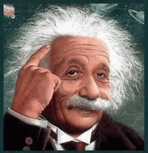 GIF von Albert Einstein, der auf Synonyme (Alternativen) von des Weiteren hinweist.