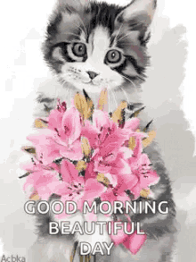 Good Morning Beautiful Day Kitten GIF - GoodMorningBeautifulDay Kitten Sparkles GIFs