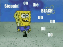 Image result for stepping on the beach spongebob gif