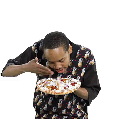 Black Man Sniffing Pizza
