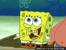 GIF image of Spongebob Squarepants gesturing to make a rainbow