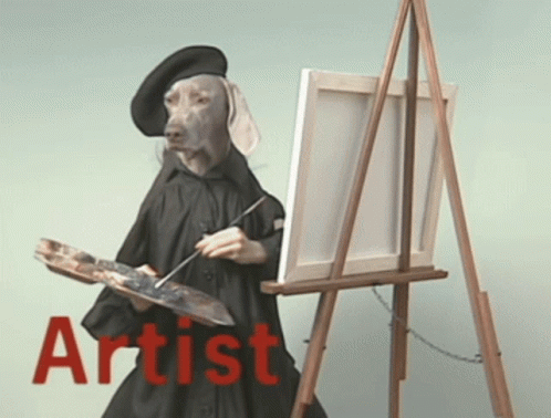 Dog artist painting GIF