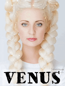 a picture of a woman with braids and the word venus on the bottom