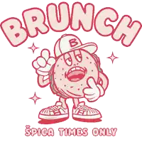 a cartoon drawing of a hamburger with the words brunch spica times only