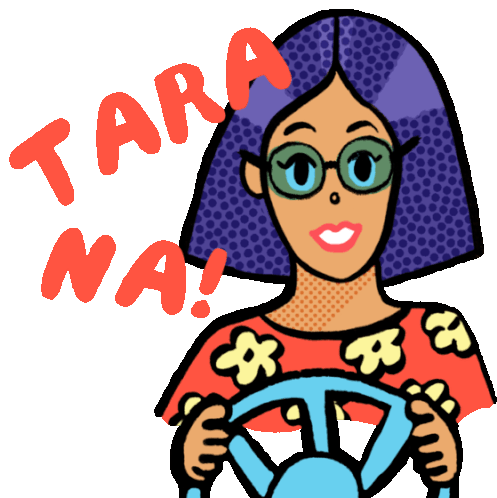 Driving Girl Says Tara Na In Tagalog Sticker - Boy And Girlie Car Tara Na Stickers