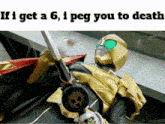 a picture of a samurai holding a sword with the words if i get a 6 i peg you to death below