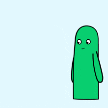a cartoon drawing of a green cactus giving the middle finger