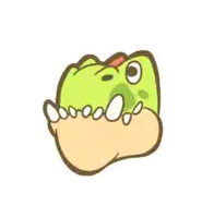 a cartoon drawing of a frog with a big mouth and teeth
