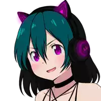 a drawing of a girl wearing headphones with ls written on them