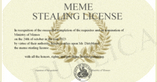 a meme stealing license that was issued on october 24th