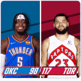 two basketball players from the oklahoma city thunder and the raptors