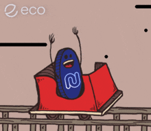 a cartoon drawing of a roller coaster with the word eco on it