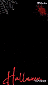 a picture of a woman with the word halloween written in red