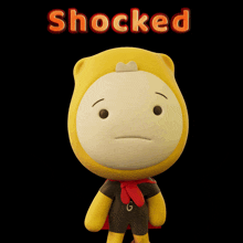 a cartoon character with the word shocked on top of him