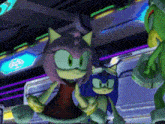 amy and sonic are sitting next to each other in a video game .