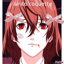 a picture of a girl with red hair and the words sirito coquette above her
