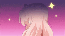 a cartoon of a girl with pink hair and a yellow star