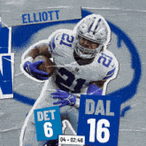 a poster of a football player named elliott with the number 21 on his jersey