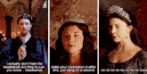 three images of a woman wearing a tiara with the caption i actually don t hate the headbands