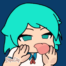 a cartoon of a girl sticking out her tongue with the words flipa clip below it