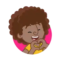 a cartoon drawing of a boy making a heart shape with his hands
