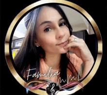 a picture of a woman in a gold circle with the words familia mml