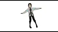a 3d model of a person wearing a jacket that says tokyo ghoul