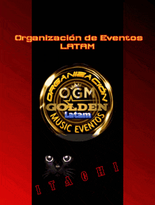a guitar is surrounded by flames and a logo for ogm