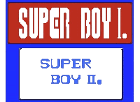 super boy i. and super boy ii. are displayed on a blue and white background