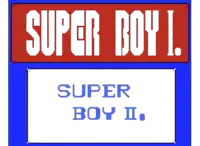 super boy i. and super boy ii. are displayed on a blue and white background