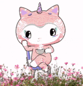 Kitty Inu Flowers GIF - Kitty Inu Flowers Tea GIFs