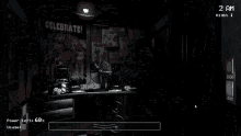 a screenshot of a video game called five nights at freddy 's with a black background and a white border .