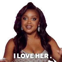 a woman says i love her in a sticker