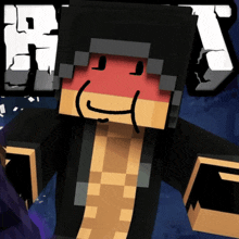 a minecraft character with a smiley face and a black hood