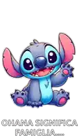 a cartoon of stitch with the words ohana significa famiglia below him