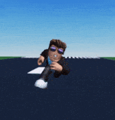 a cartoon character wearing sunglasses and a hoodie is flying through the air
