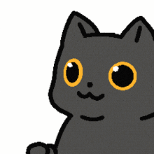 a cartoon drawing of a cat with a yellow eye
