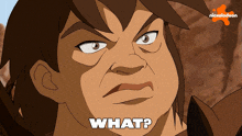 a nickelodeon cartoon of a man with the question what written on his face