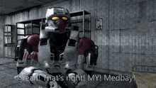 a video game character says " that 's right my medbay "