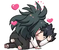 a cartoon of a man and woman kissing with hearts surrounding them