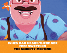 an advertisement for nick shows a man with suspenders and glasses