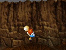 a cartoon character is sitting on a staircase in a dark room